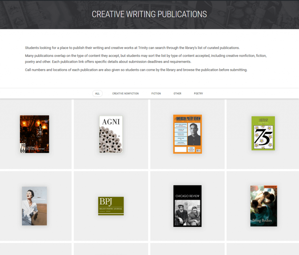 Creative Writing Publications Page