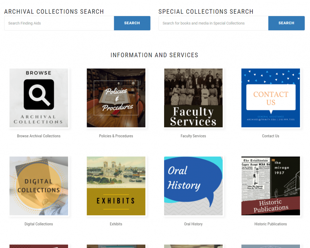 Special Collections Screenshot