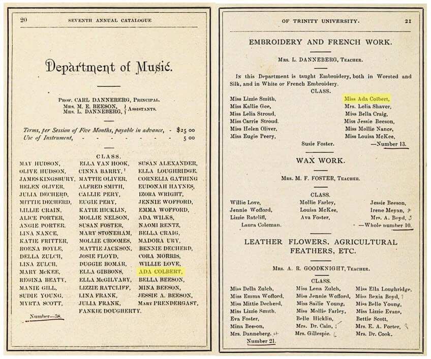 Catalogue pages from 1875 and 1876