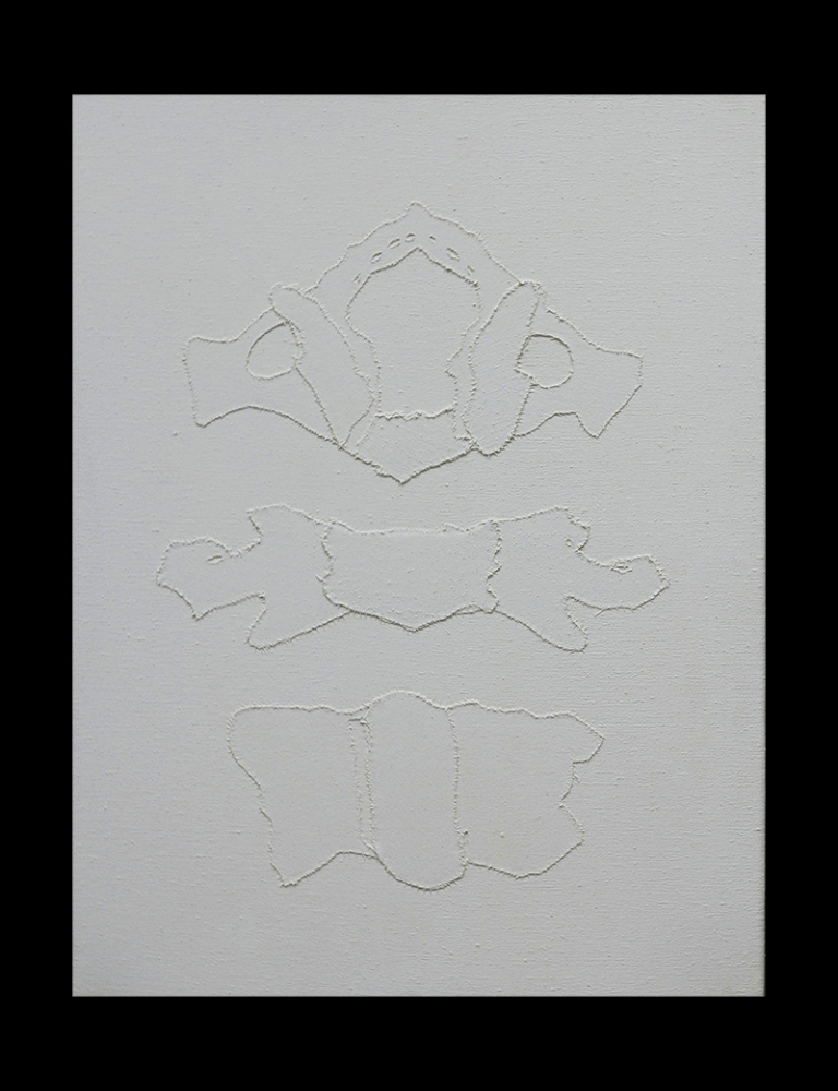 Study of Bone Triptych - Textile and Acrylic on Canvas 1 of 3