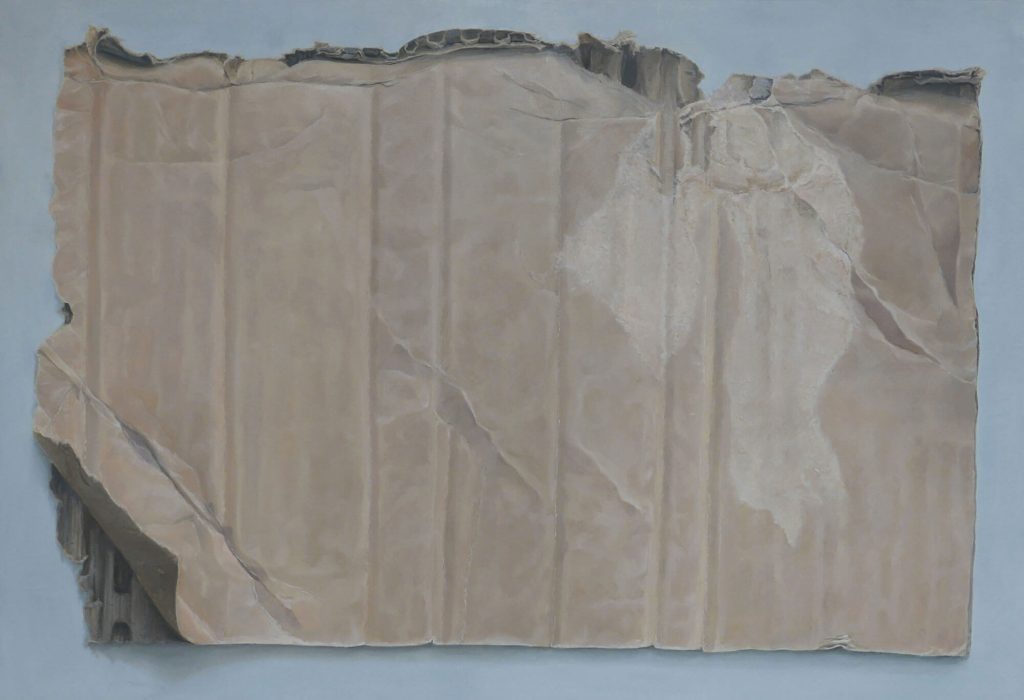 Cardboard Paper Portrait, Oil on panel