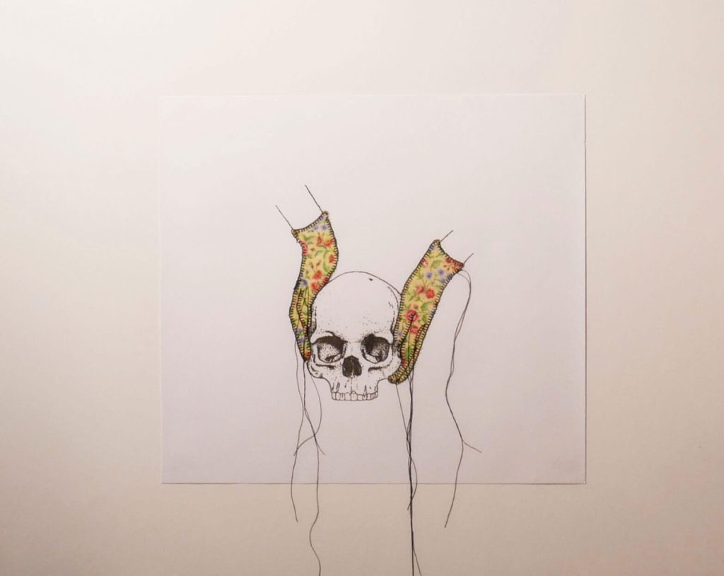 Fruit, Fabric, thread and Xerox transfer on paper