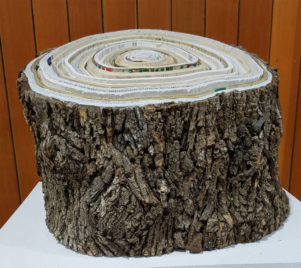 Log Book No. 1, Wood and rolled paper art
